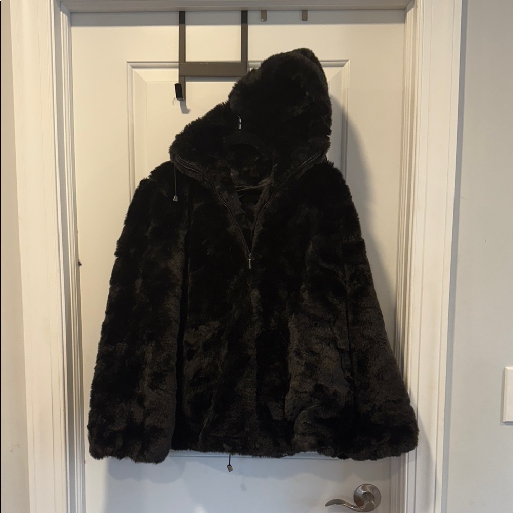 Jones New York Dark Faux Fur Teddy Jacket
